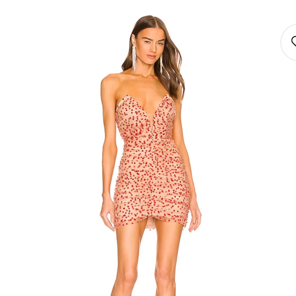 Michael Costello x REVOLVE Annette Mini Dress in Nude & Red